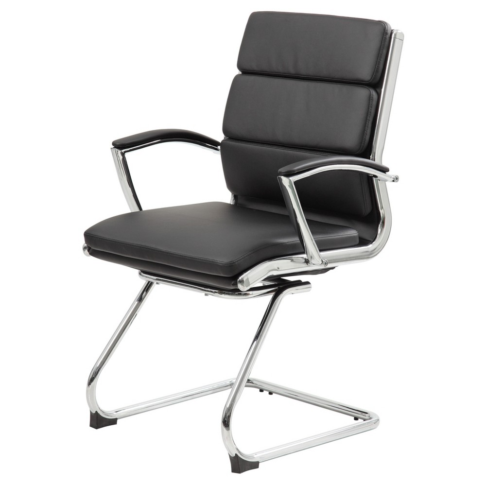 Contemporary Executive Guest Chair Black - Boss Office Products: Vinyl Upholstery, Metal Frame, Fixed Arms