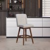 Armen Living Stancoste Wood Finish with Fabric Swivel Counter Height Barstool - 2 of 4