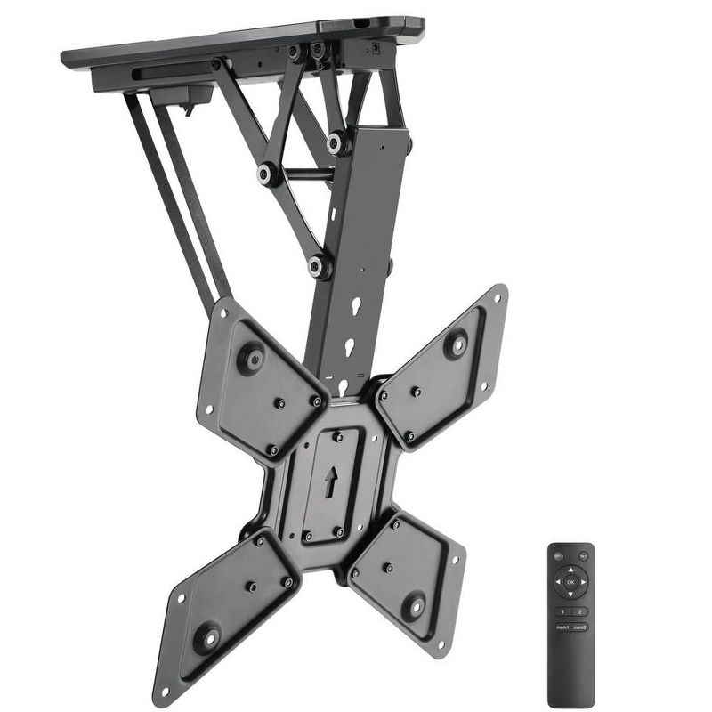 Mount-It! Motorized Ceiling TV Mount With Remote | Electric Flip Down Pitched Roof Mount Fits 32 to 55 Inch Flat Screen TVs and Monitors | Black, 1 of 11
