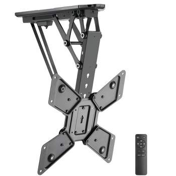 Mount-It! Motorized Ceiling TV Mount With Remote | Electric Flip Down Pitched Roof Mount Fits 32 to 55 Inch Flat Screen TVs and Monitors | Black
