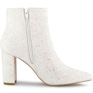 Allegra K Women's Back to College Pointed Toe Chunky Heel Ankle Booties - 1 of 4