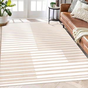 Machine Washable Boho  Rugs for Bedroom Under Dining Table - Non-Slip Neutral Morden Indoor Floor Carpet for Home Office - 1 of 4