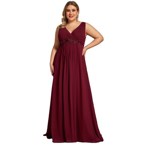 Ever-Pretty Sexy Sleeveless V Neck Appliques Waist Ruched Formal Dress - image 1 of 4