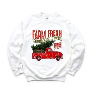 Simply Sage Market Women's Graphic Sweatshirt Farm Fresh Christmas Trees Truck - 1 of 4