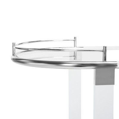 Small Clear Acrylic and Brass Oval Bar Cart with Storage