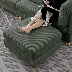 MYINDA Oversized Footrest, Corduroy Upholstery with Wooden Legs, Removable Ottoman for Entryway, Living Room, Sofa Supplemental Seating - 1 of 4