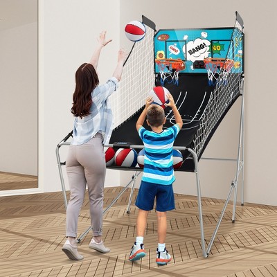Green Dual Shot Basketball Arcade Game with Metal Frame and Polyester Ramp