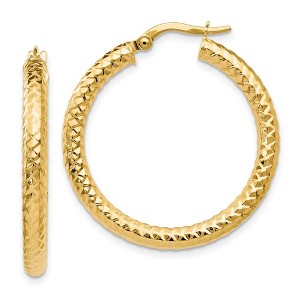 Black Bow Jewelry 3mm Crisscross Round Hoop Earrings in 14k Yellow Gold, 30mm - 1 of 4