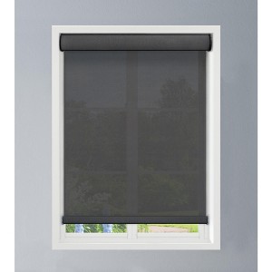 Linen Avenue Cordless Cassette 5% Solar Roller Shade,Black, Charcoal, and White (Arrives 1/4" Narrower) - 1 of 4