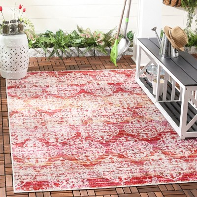 Reversible Medallion Red & Multi 4' x 6' Stain-Resistant Synthetic Area Rug