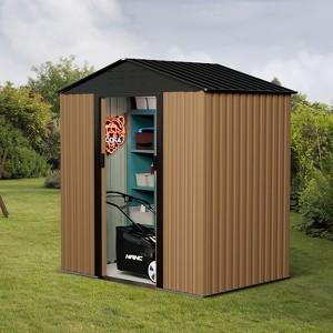 Metal Garden Shed ，Shed Outdoor Storage Shed with Sloping Roof and Vents, Slooping Roof Tool Shed for Backyard, Patio, Garden Yard，6 X 4 FT - 1 of 4