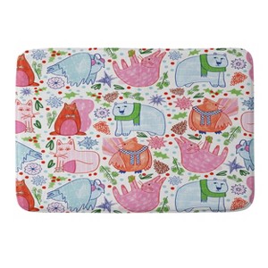Deny Designs H Miller Ink Illustration Winter Forest Woodland Animals Memory Foam Bath Mat - 1 of 4