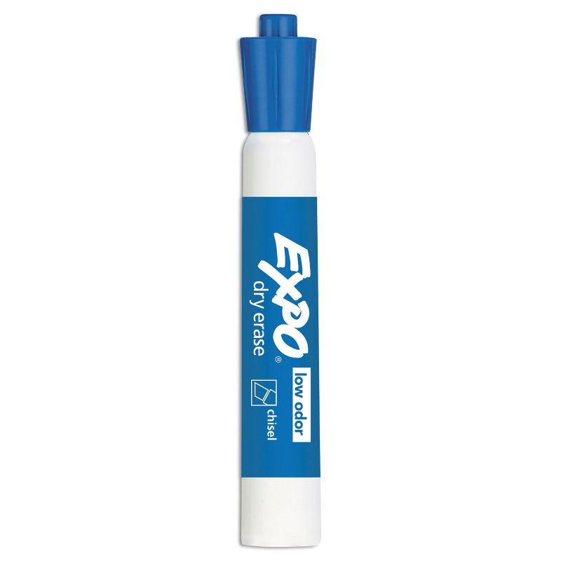 EXPO Low Odor Dry Erase Marker Chisel Tip Blue Dozen 80003, 2 of 7