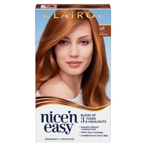 Clairol Nice'n Easy Permanent Hair Color Cream Kit - 6r Light Auburn :  Target