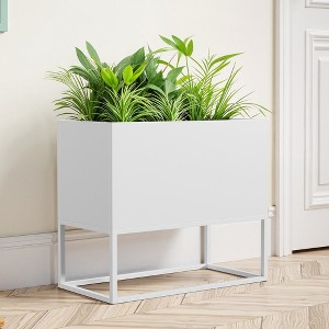 Wooakway 18"H*36"W*18"D Metal Planter Box with Drainage Holes Garden Bed for Garden Yard Balcony Planter Pot Plants Vegetables - 1 of 4