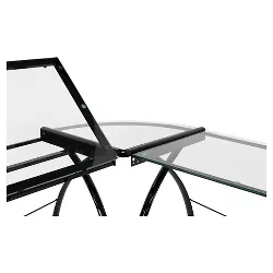 Futura L-Shaped Desk with Adjustable Top - Black/Clear Glass