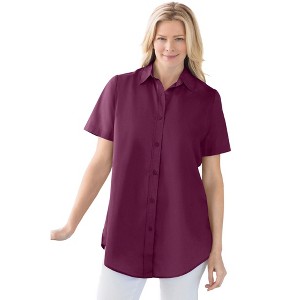 Woman Within Perfect Short Sleeve Shirt - 1 of 4