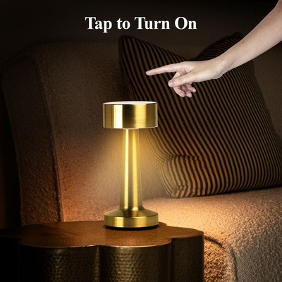 Gold Cordless Touch LED Table Lamps with Adjustable Brightness