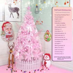 YOOCOZZ  Dreamy Christmas Decoration Ornaments - Pink Slim Pencil Artificial Christmas Tree, PVC Material, with Sturdy Metal Base, Easy Assembly - 1 of 4