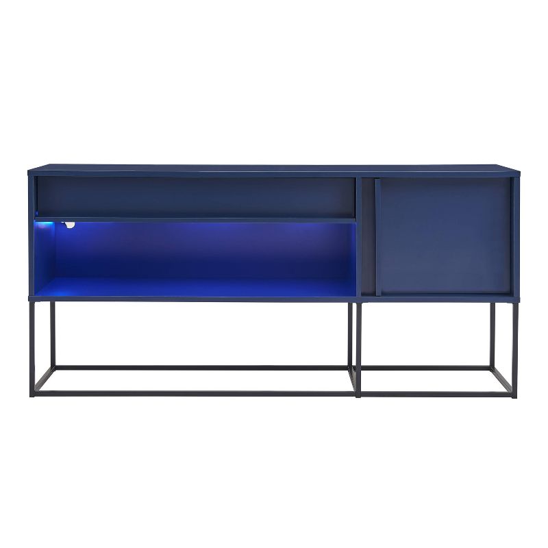 24/7 Shop At Home Tidehigh Modern 1 Drawer TV Stand for TVs up to 65 with Led Lights", 4 of 18