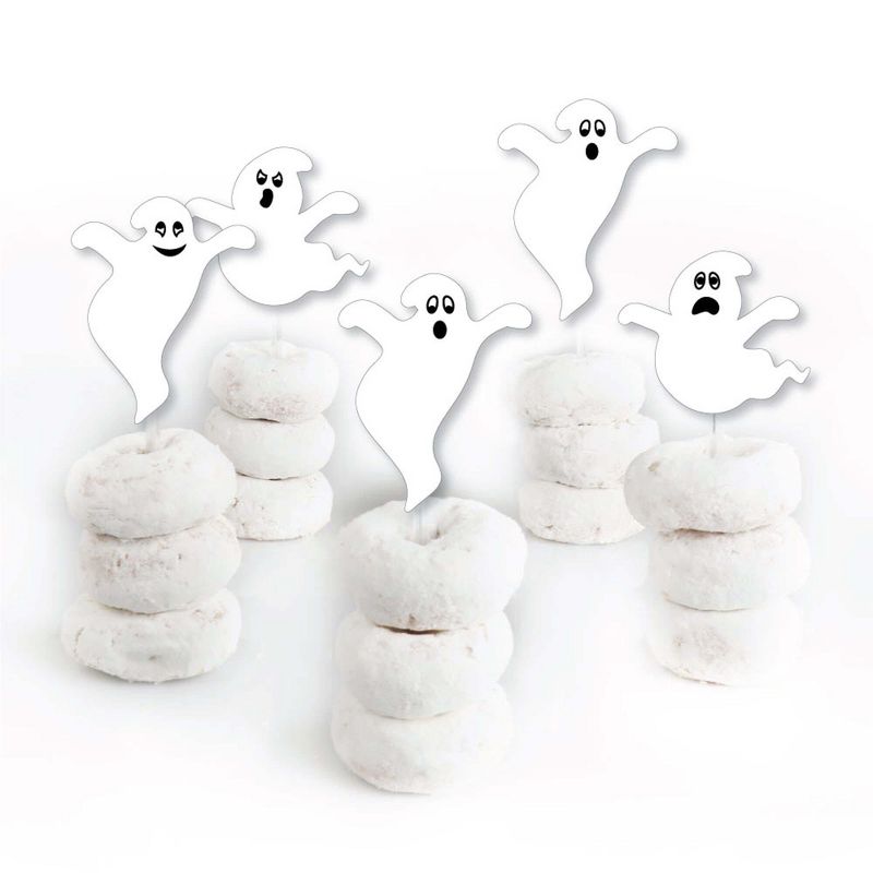 Big Dot of Happiness Spooky Ghost - Dessert Cupcake Toppers - Halloween Party Clear Treat Picks - Set of 24, 2 of 9
