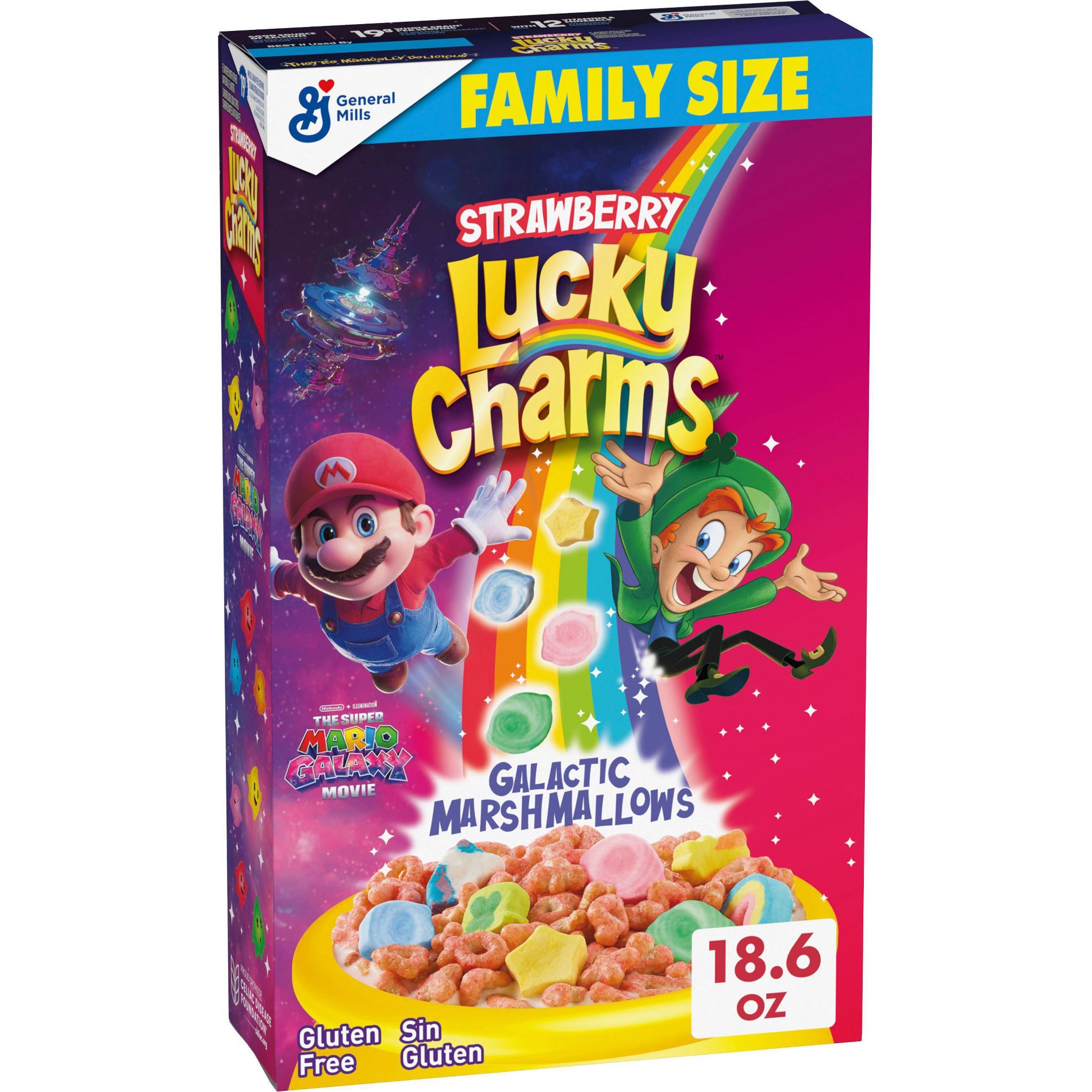 Lucky Charms Mario Family Size Breakfast Cereal - 18.6oz