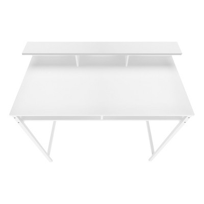 White Wood Standing Desk with Hutch and Shelves