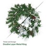 24 in Christmas Wreaths, Xmas Wreath with Ball Ornaments, Pine Cone, Berry, Ribbon Bows & Snowflake, Winter Wreaths for Fireplace Window Outdoor - 4 of 4