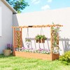Outsunny Raised Garden Bed with Trellis, Wooden Planter Box with Hanging Roof, Drainage Holes for Vegetables Herbs and Flowers, 78.7" x 17.3" x 44.7" - 3 of 4