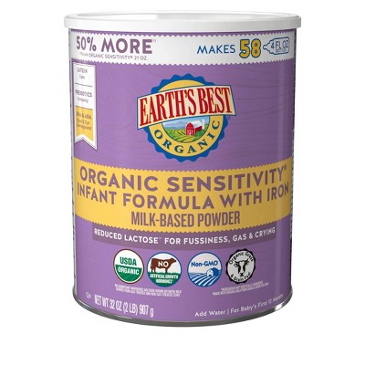 Photo 1 of Earths Best Organic Sensitivity Powder Infant Formula - 32oz, EXP 08/18/24