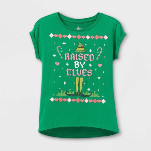 Girls Elf Raised By Elves Short Sleeve Graphic T Shirt Green Xxl Target