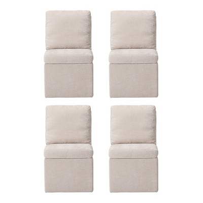 WestinTrends Soho Modern Upholstered Chenille Armless Dining Chairs With Casters (Set of 4)
