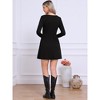 INSPIRE CHIC Women's Square Neck Long Sleeve A-Line Casual Above The Knee Dresses - 3 of 4