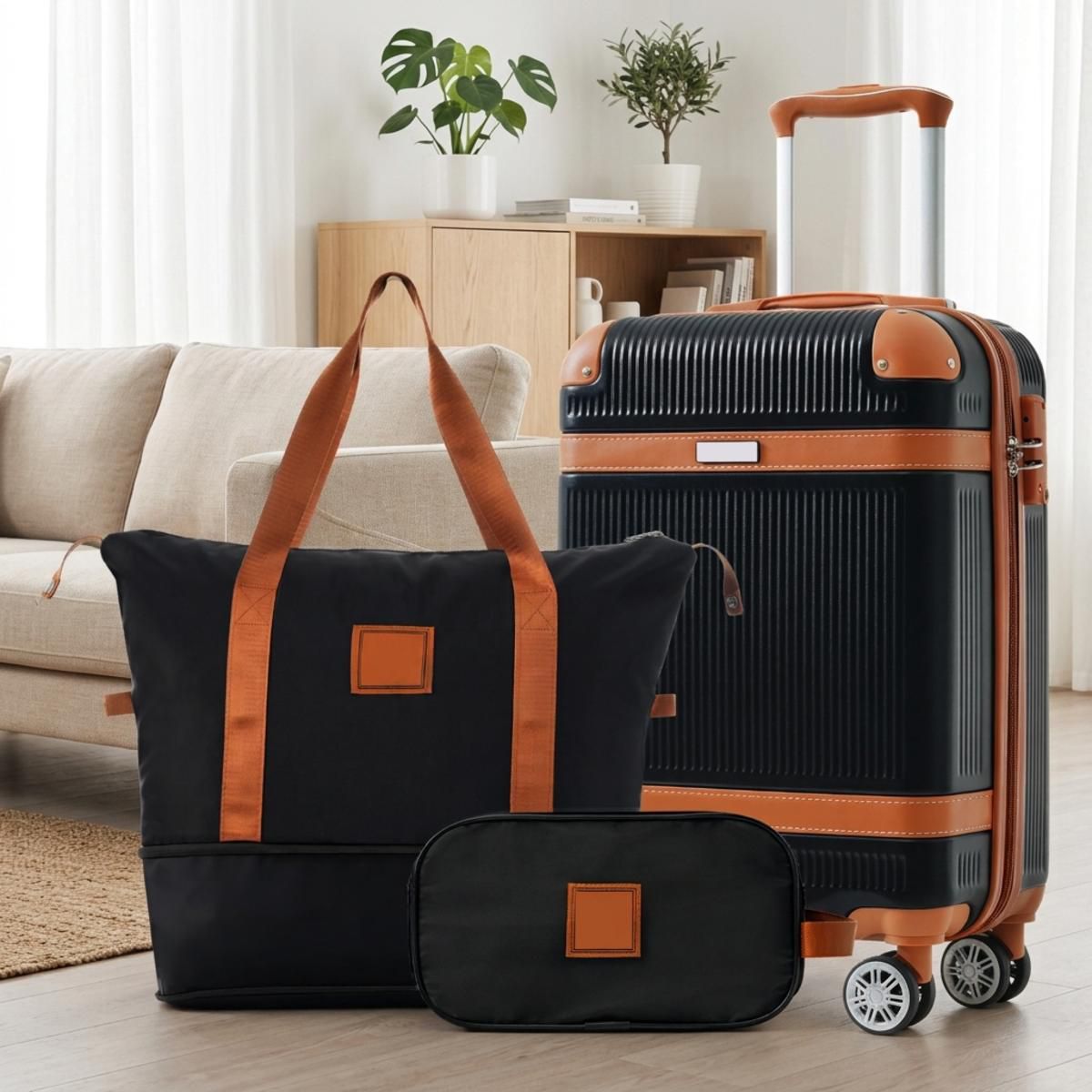 Polibi Luggage Set 3-Piece with 20 Inch Carry-On Suitcase, Expandable Duffel Bag and Toiletry Bag - thumbnail 2