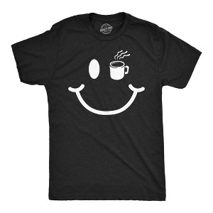Mens Coffee Cup Smiling Face Funny T Shirt Caffeine Graphic Tee For Men - Crazy Dog Men's T Shirt - 1 of 4