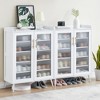5-Tier Shoe Cabinet with Glass Front Doors, Durable Storage Organizer Featuring Reinforced Support Legs - 2 of 4