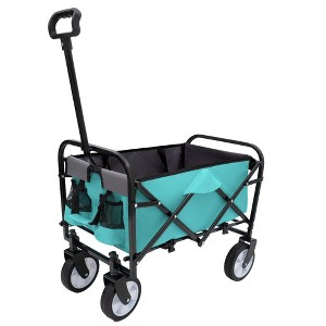 SKRAN Collapsible Foldable Beach Wagon Cart with strapping system,Utility Wagon Grocery Cart for Camping,Shopping,Fishing,Supports 225lbs - 1 of 4
