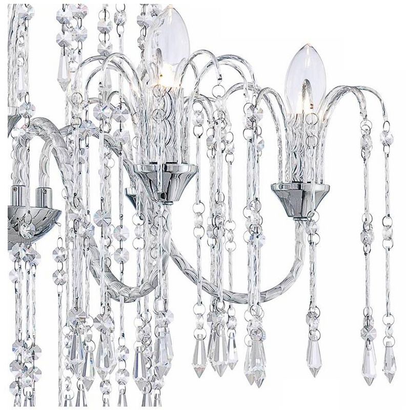 Vienna Full Spectrum Crystal Rain Chrome Chandelier 29" Wide Modern Curved Arm 6-Light Fixture for Dining Room House Kitchen Island Entryway Bedroom, 3 of 10