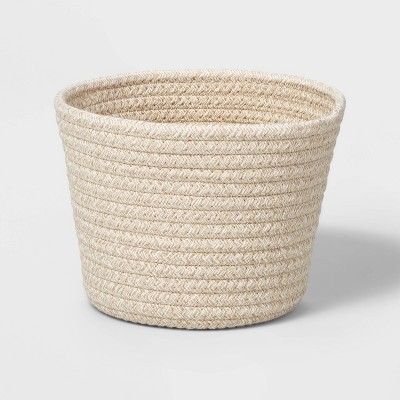 13 Decorative Coiled Rope Square Base Tapered Basket Small White