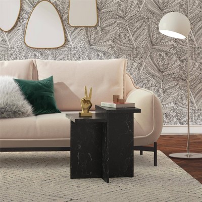 Brielle Black Faux Marble Rectangular Accent Table
