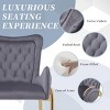 28" Upholstered Bar Stool Set Of 2,Velvet Fabric Bar Stools With Arms,Golden Legs And Footrests-Maison Boucle - 2 of 4