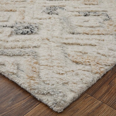 Handmade Tufted Wool Geometric Blue Area Rug - 4' x 6'