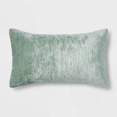 Velvet Rib Textured Lumbar Throw Pillow Green - Threshold™