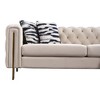 84" Chesterfield Velvet Sofa, Modern Tufted Couch with Gold Metal Arms, 700lb Capacity & Striped Pillows, Solid Wood Frame - 3 of 4