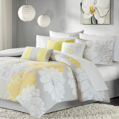 Sapphtopaz Printed Cotton Sateen Comforter Set – Oversized Floral Print Bedding with Bed Skirt, Shams & Decorative Pillows, 7-Peice Quilt Bedding Set