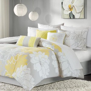 Sapphtopaz Printed Cotton Sateen Comforter Set – Oversized Floral Print Bedding with Bed Skirt, Shams & Decorative Pillows, 7-Peice Quilt Bedding Set - 1 of 4
