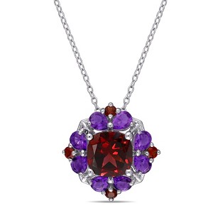 EVERLY JEWELRY | Sterling Silver 4 2/5 CT TGW Garnet Amethyst-Africa Fashion Pendant With Chain, 18-inch - 1 of 4