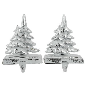 Northlight Set of 2 Silver Christmas Tree Stocking Holders 5.75" - 1 of 4