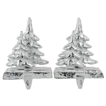 Northlight Set of 2 Silver Christmas Tree Stocking Holders 5.75"