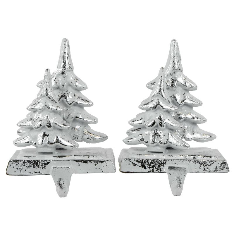 Northlight Set of 2 Silver Christmas Tree Stocking Holders 5.75", 1 of 7
